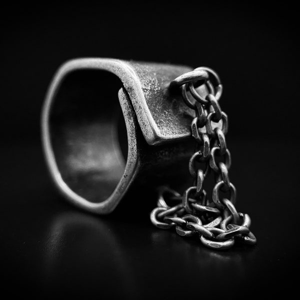 Chain Link Ring - Punk Chain Ring - Thick Band Ring - Large Statement Ring - Stainless Steel Ring - Gothic Jewellery