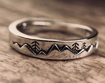 Silver Mountain Ring Etsy