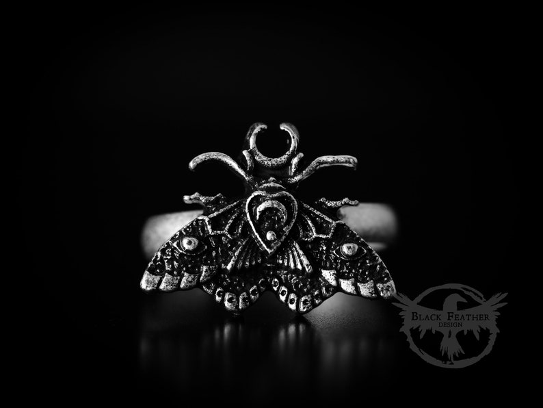 Celestial Moth Ring Witchy Ring Gothic Jewellery Adjustable Ring Wiccan creature Insect Jewellery Ring