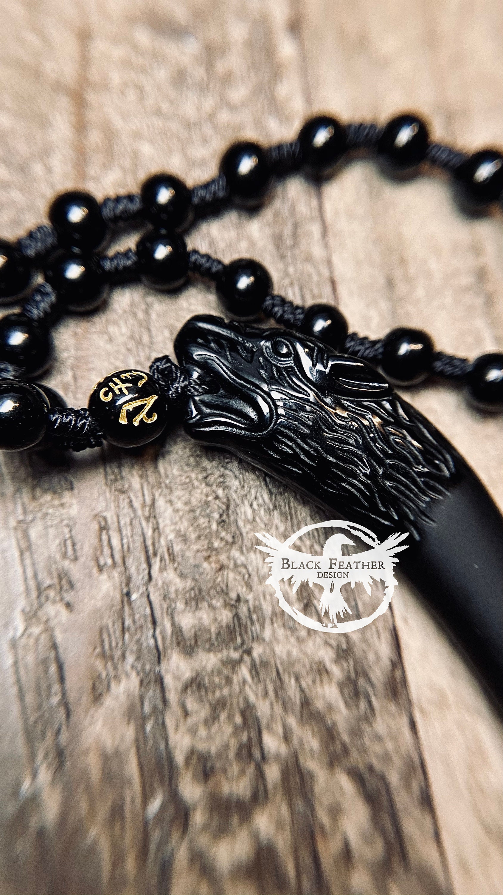 Black Obsidian Wolf Necklace Natural Stone Talisman | Etsy