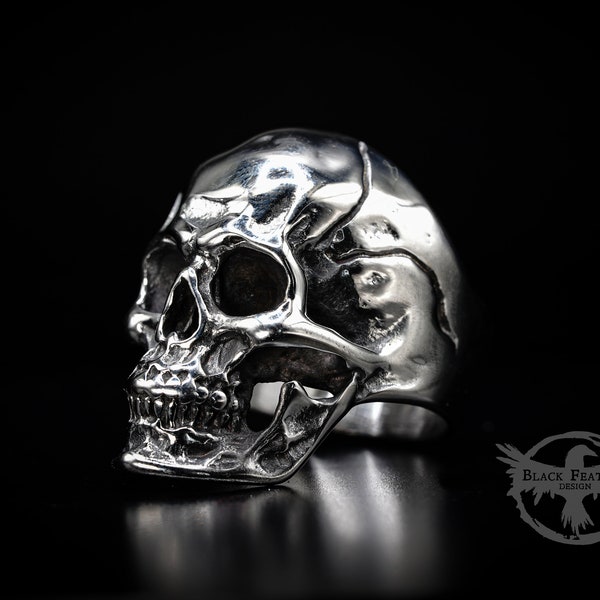 Grande bague tête de mort - Bague Memento Mori - Bague gothique - Bijoux tête de mort - Bague motard