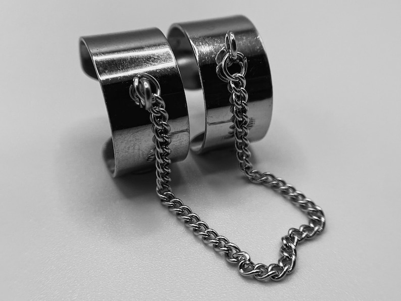 Adjustable Chain Ring Stainless Steel Open Band Ring Midi Stacking Ring Punk Chain Ring image 8