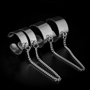 Adjustable Chain Ring Stainless Steel Open Band Ring Midi Stacking Ring Punk Chain Ring 6mm + 10mm