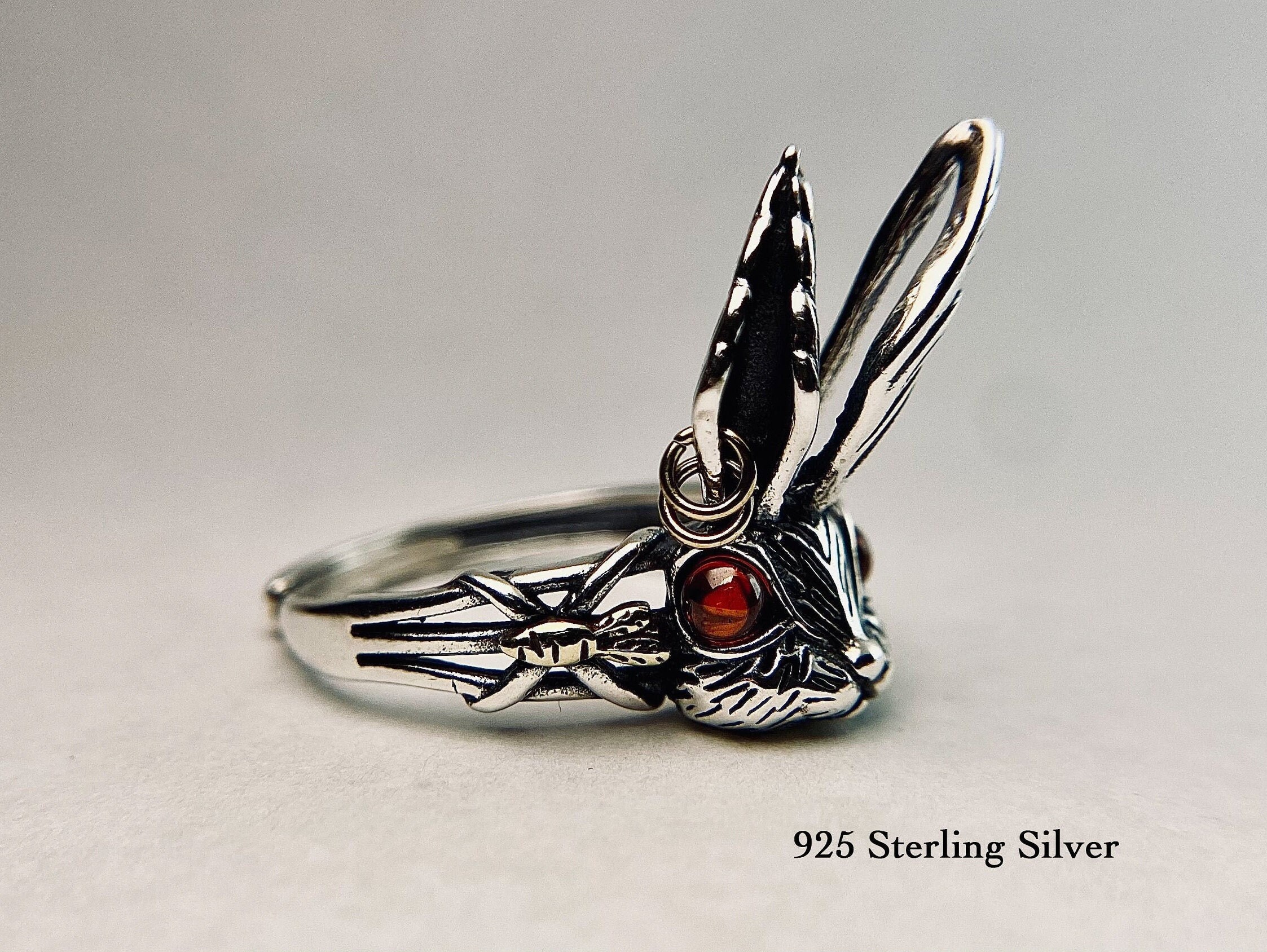 Sterling Silver Rabbit Ring Adjustable Ring Rabbit Lover Gift