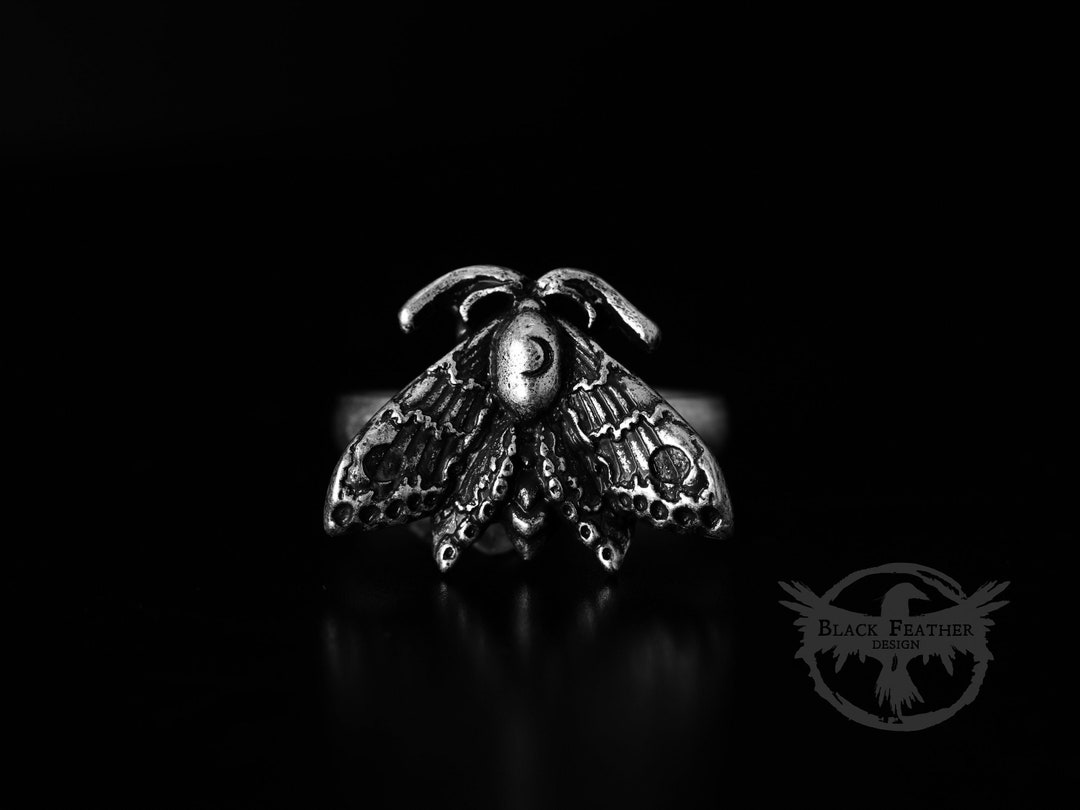 Chunky Moth Ring Adjustable Bug Ring Insect Jewellery Gothic Witch Ring ...