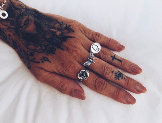 925 Sterling Silver Enchanted Rose Ring Adjustable Rose Flower