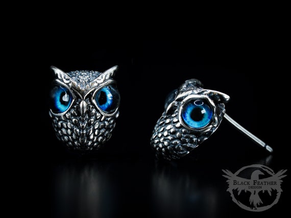 Sterling Silver Owl Earrings Small Owl Studs Mini Barn Owl Bird