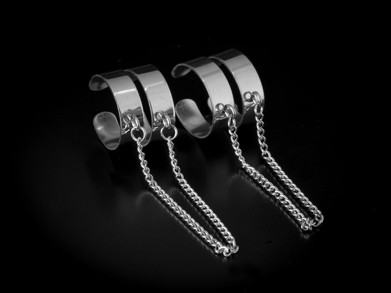 Adjustable Chain Ring Stainless Steel Open Band Ring Midi Stacking Ring Punk Chain Ring 2 x 6mm