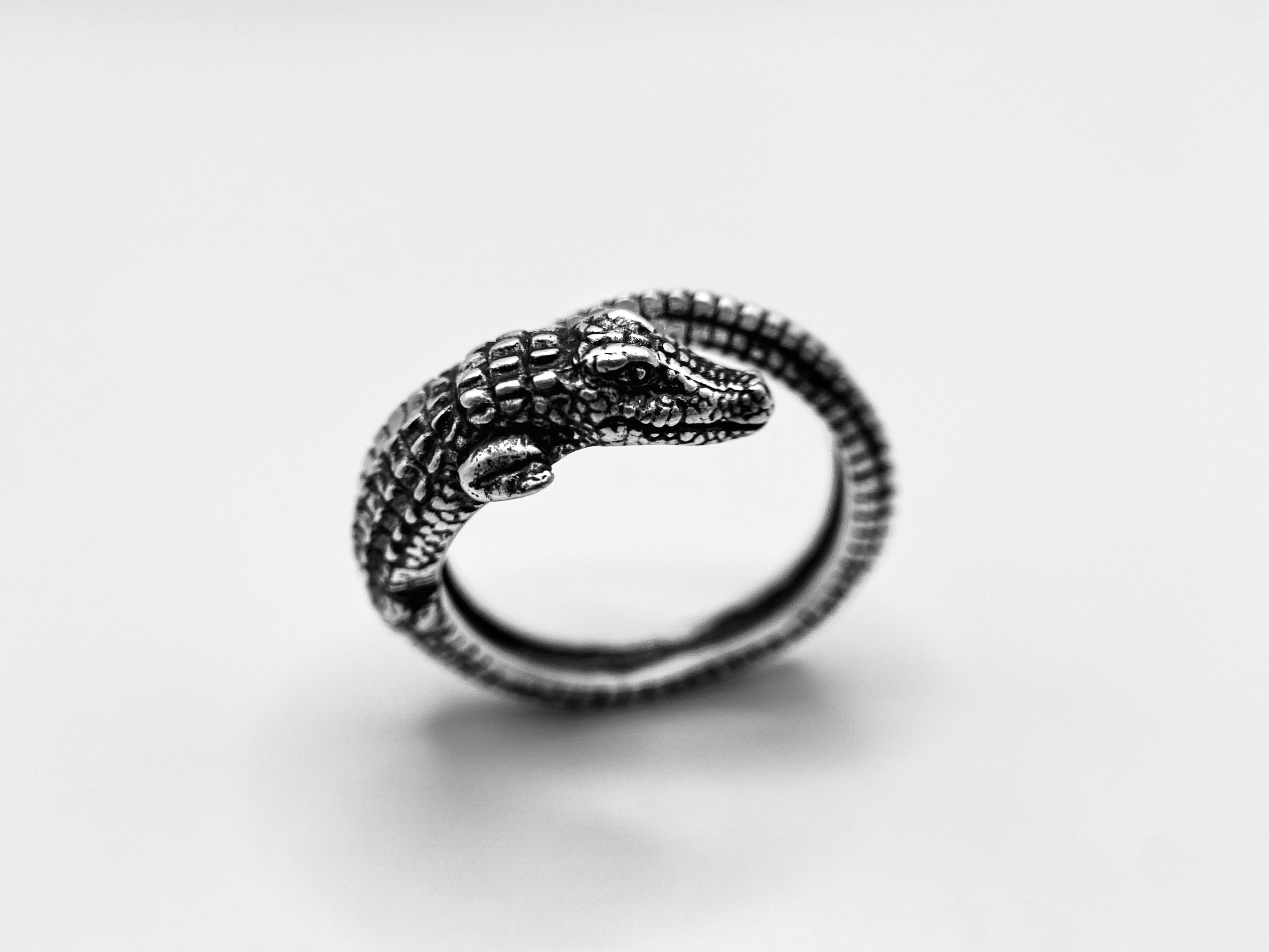 925 Sterling Silver Alligator Ring Adjustable Crocodile Ring Etsy