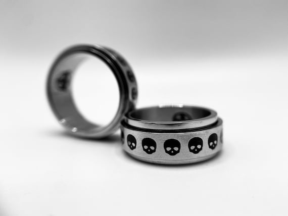 Dragons Fidget Spinner Ring- Black Titanium Fidget Ring | Titanium Rings