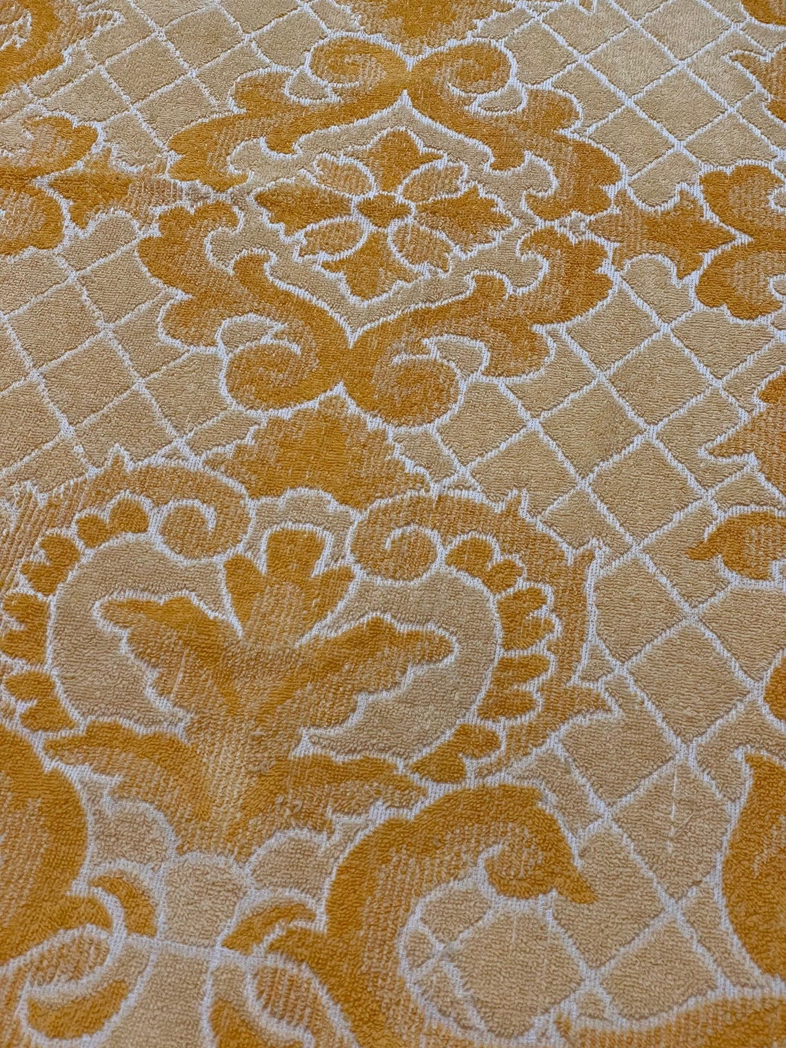 1960s 1970s Vintage Jcpenney Orange Floral Bath Towel Etsy