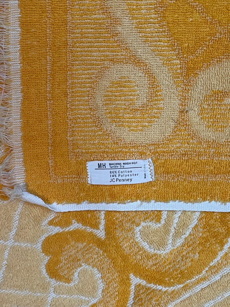1960s 1970s Vintage Jcpenney Orange Floral Bath Towel Etsy