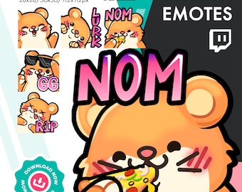 Hamster Emote Pack | 5 Cute Mouse RIP, GG, Lurk Emote for Twitch Youtube Discord Streamers