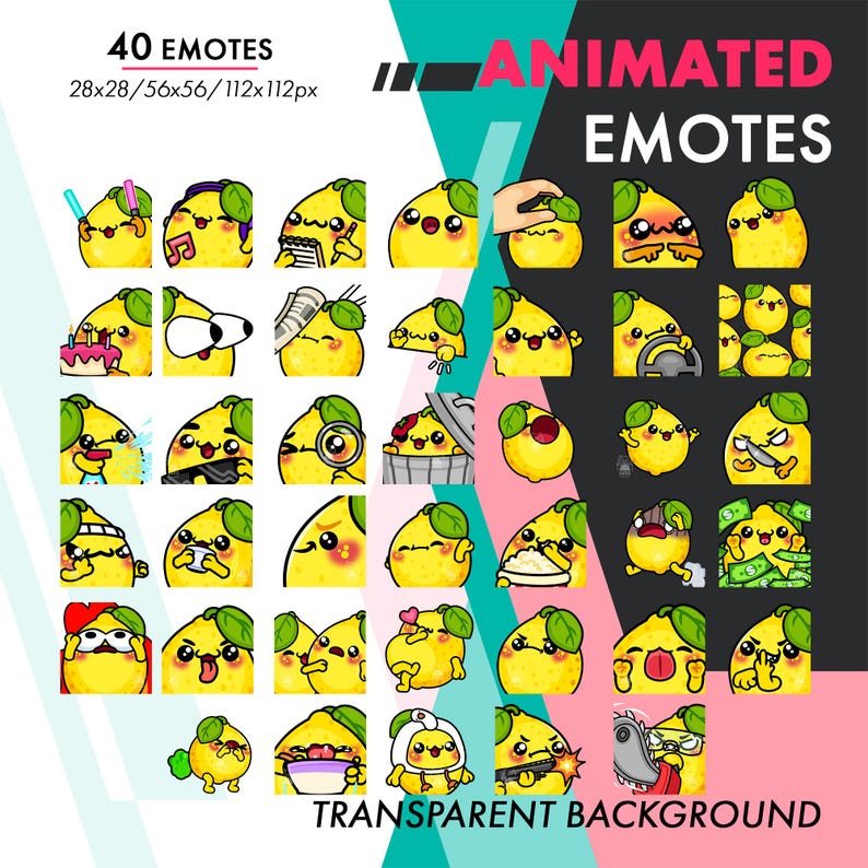 Lemon Emotes 40 Animated Lemon Emotes Pack, Mega Fruit Wiggle, POP, Raid GIF Set for ...