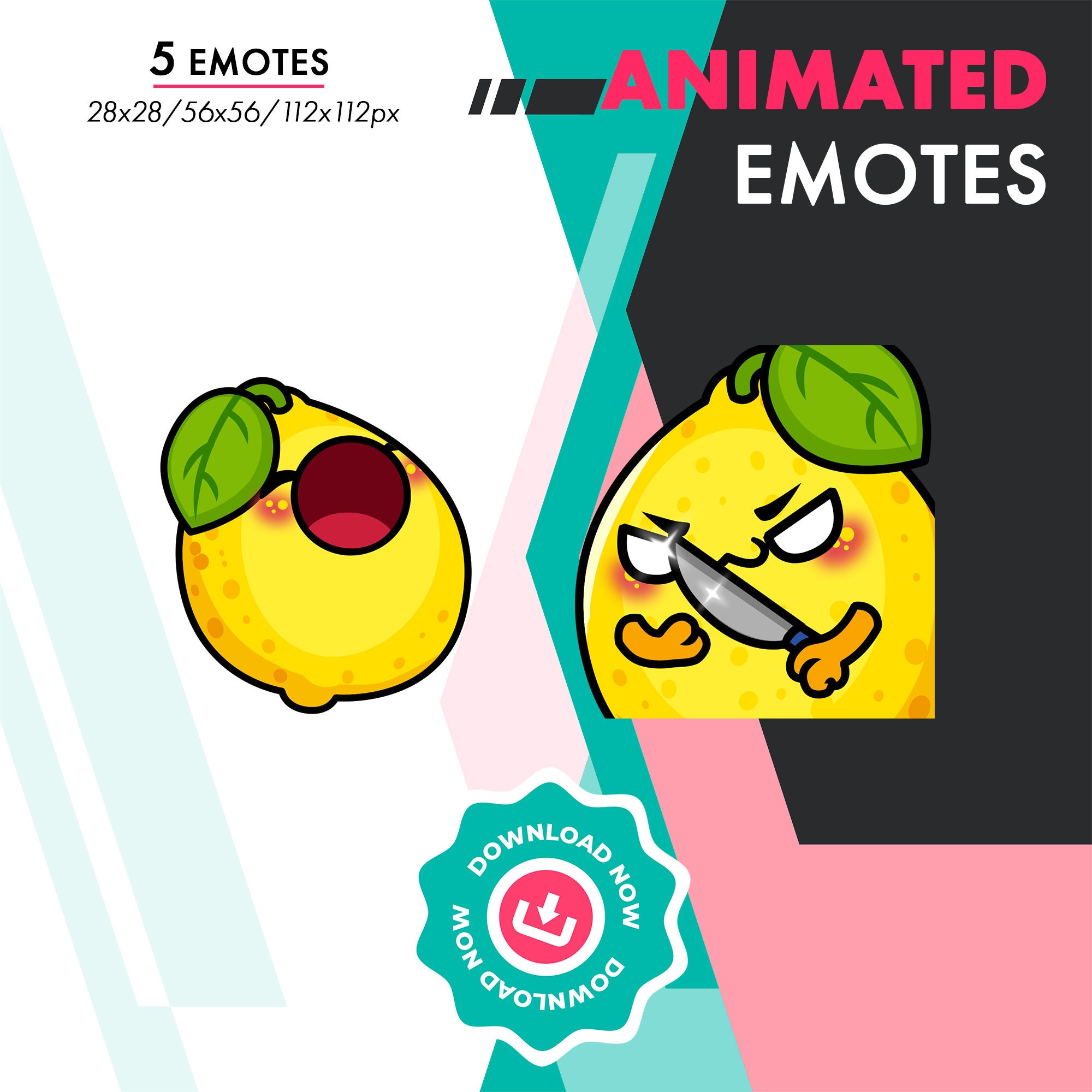 Lemon Sponge Animation Animated Lemon Emotes Pack, 5 Cute Lemon Wiggle, Raid, POP Emote Set ...