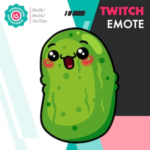 Twitch Pickle Emote, Cute Gherkin Emote for Twitch, Youtube, Discord, Kick Streamers