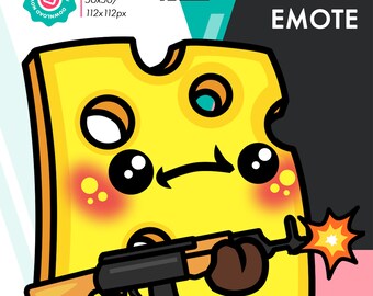 Animated Aim Emote, Cute Cheese Gun Emote For Twitch Youtube Discord Kick Streamers