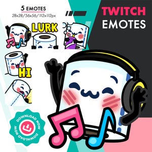 Twitch Toilet Paper Emote Pack, 5 Cute Toilet Tissue Emote Set for Twitch Youtube Discord Streamers