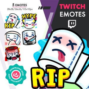 Twitch Toilet Paper Emote Pack | Cartoon Rip, Rage, Hype Emote Set for Twitch, Youtube, Discord Streamers