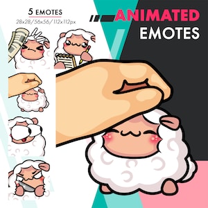 Animated Lamb Emotes Pack 2, 5 Cute Knife, Pet, Noted Emote Set For Twitch Streamers