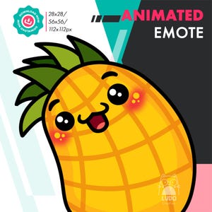 Animated Pineapple Wiggle Emote, Cute Fruit Bobble Emote For Twitch, Youtube, Discord, Kick Streamers