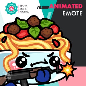 Emote animado de almôndega de espaguete, emote fofo de mira de macarrão para Twitch, Youtube, Discord, Kick Streamers