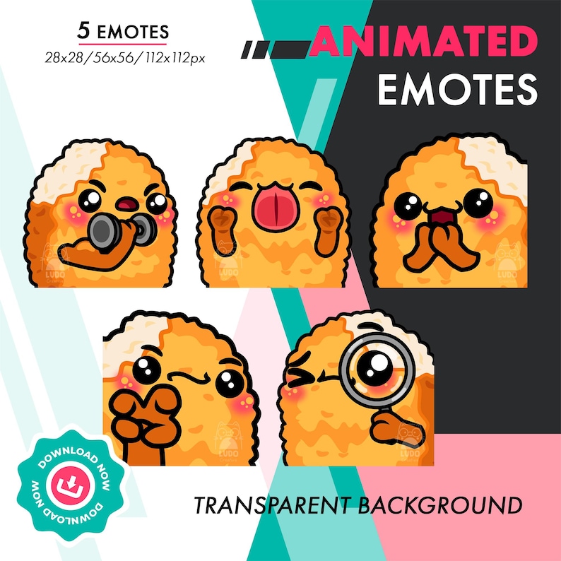 Animated Chicken Nugget Emotes Pack 7, 5 Cute Fried Chicken Lick, Clap ...