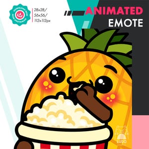 Animated Pineapple Popcorn Emote, Cute Fruit Eating Emote For Twitch Youtube Discord Kick Streamers