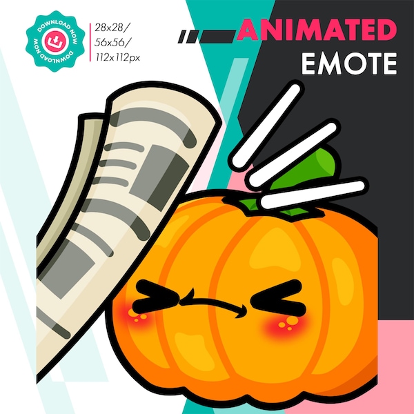 Emote de calabaza animado, lindo emote de Halloween para Twitch, YouTube, Discord y Kick Streamers.