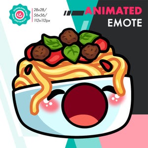 Emote animado de almôndega de espaguete, emote fofo de macarrão pop para Twitch, Youtube, Discord, Kick Streamers