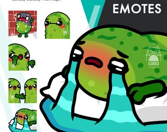 Animated Pickle Emotes Pack 22, 5 Food Cry, Boo, Handshake GIF Set For Twitch Streamers