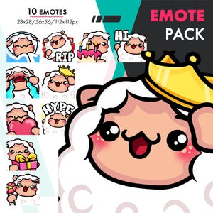 Twitch Lamb Emote Pack, 10 Cute Sheep Hype, Heart, Rip Emote Set for Streamers