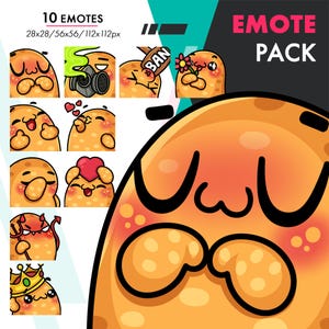 Twitch Potato Emote Pack 2, 10 Cute Potato Facepalm, Toxic, Kiss, Heart Emote Set for Streamers