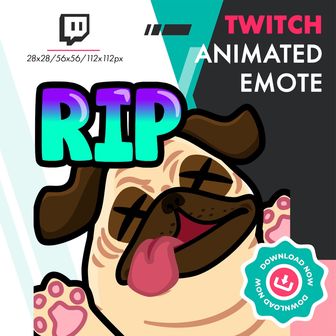 Pug Rip Twitch Pug Emote | Cute Rip Emote for Twitch Youtube Discord Streamers ...