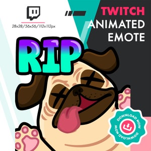 Twitch Pug Emote | Cute Rip Emote for Twitch Youtube Discord Streamers