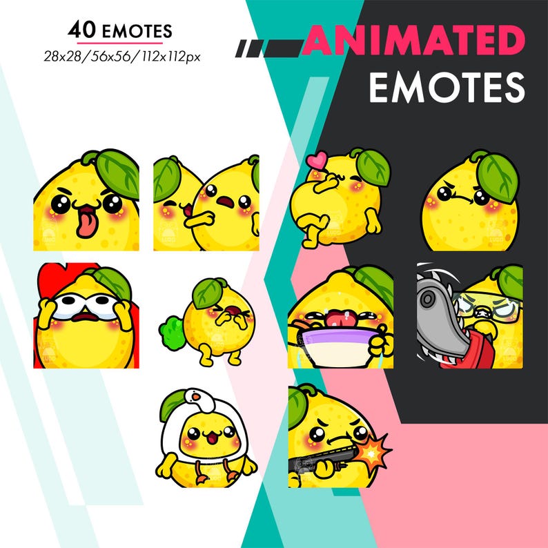 Lemon Emotes 40 Animated Lemon Emotes Pack, Mega Fruit Wiggle, POP, Raid GIF Set for ...