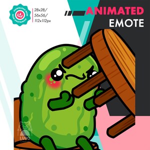 Animerad Pickle Flipping Table-emote, söt arg gurka-emote för Twitch Youtube Discord Kick-streamers