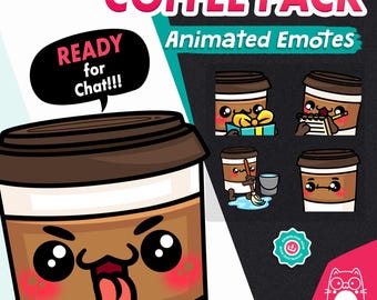 Animated Coffee Emotes Pack 5, 5 Clean, Gift, Freaky Digital GIF Set For Streamers