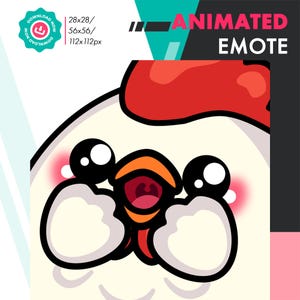 Animerad kyckling OMG-emote, söt kyckling Herregud-emote för Twitch, Youtube, Discord Kick-streamers