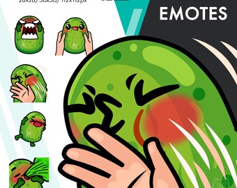 Lot de 13 émoticônes animées cornichons, lot de 5 émoticônes gifle, rage et écrasement de cornichons mignons pour les streamers Twitch