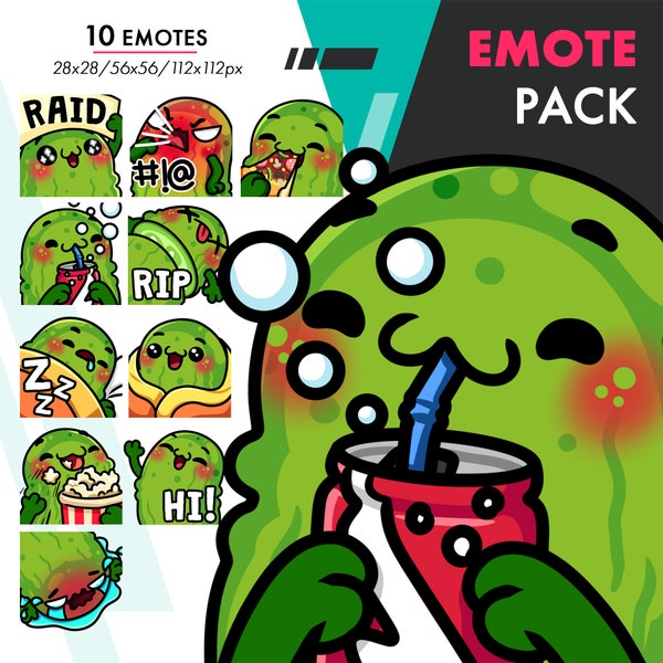 Pickle Emote Bundle, 10 Cute Twitch Gherkin Rip, Cozy Blanket, Raid Emote Set for Streamers