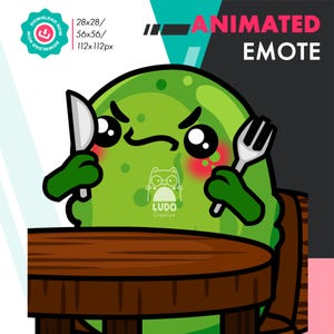 Animated Pickle Hungry Emote, Cute Cucumber Waiting for Food Emote For Twitch Youtube Discord Kick Streamers