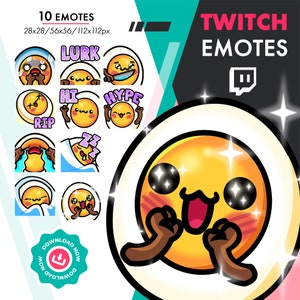 Twitch Egg Emote Pack | Cartoon Boiled Egg Knife, Hi, Cozy Blanket, Rip, Sleep Emote Set for Streamers