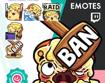 Pacote de gestos Twitch Toast | Cute 5 Bread Cheer, Raid, Ban Emote Set 2 para Streamers