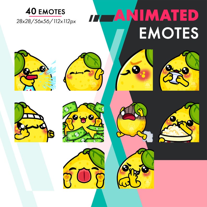 Lemon Emotes 40 Animated Lemon Emotes Pack, Mega Fruit Wiggle, POP, Raid GIF Set for ...