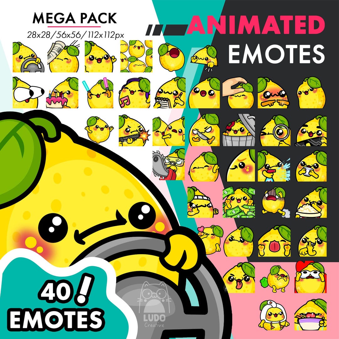 Widespeedlemon 40 Animated Lemon Emotes Pack, Mega Fruit Wiggle, POP, Raid GIF Set for ...