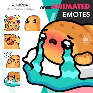 Animated Potato Emote Pack 22, 5 Food Side Eye Cry, Hype GIF For Twitch Streamers
