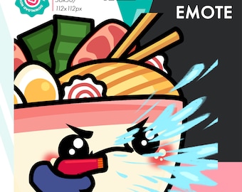 Animated Ramen Spray Bottle Emote, Cute Noodle Emote For Twitch Streamers
