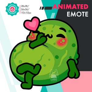 Animated Pickle Kiss Emote, Cute Cucumber Blowing Kiss Emote For Twitch Youtube Discord Kick Streamers