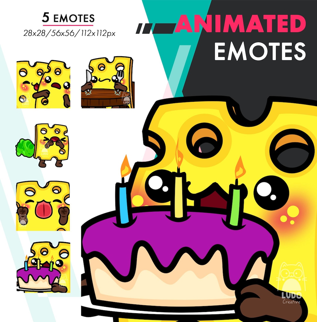 Animated Cheese Emotes Pack 6, 5 Cheddar Fart, Lick, Hug GIF Set for ...